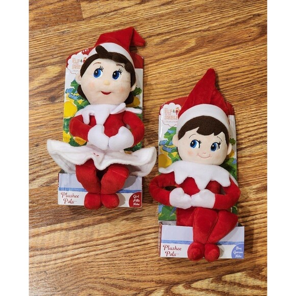 (Set of 2) 1 boy and 1 girl plush "The Elf on the Shelf" Christmas Game/Toys - Picture 1 of 7